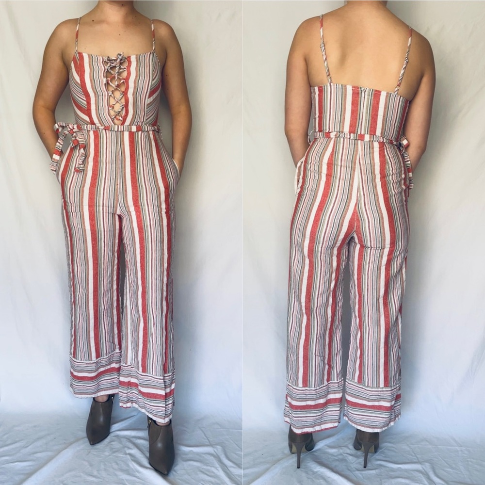 🌱5/$25🌱 J. Roberts | Red & White Striped Cami Jumpsuit